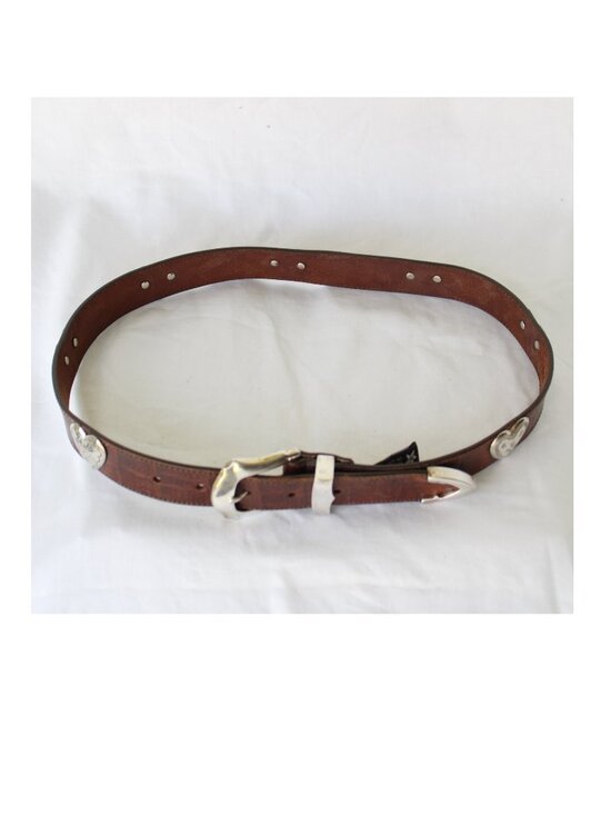 Brighton leather Silver Tone Medallion heart Concho Belt Cowgirl Southwest L - Picture 5 of 9